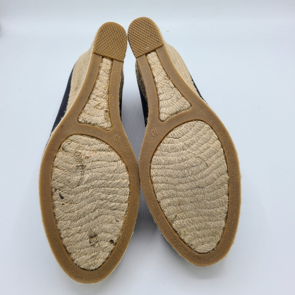 J. Crew Black Seville Espadrille Canvas Jute Wedges - Picture 7 of 8